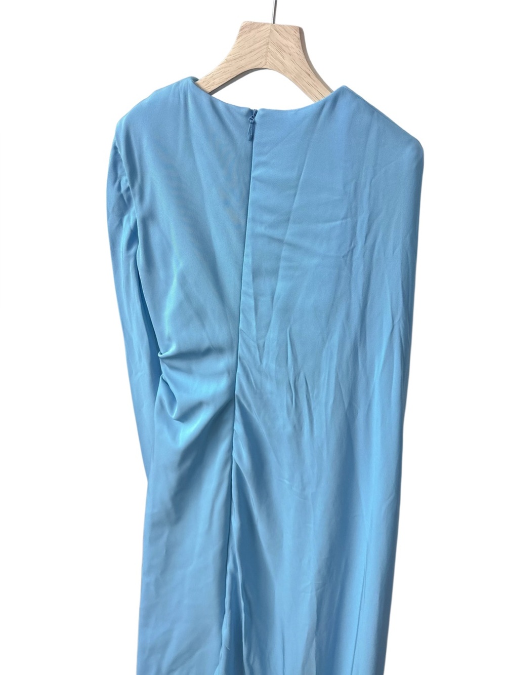 Rachel Gilbert Dion Blue Long Sleeve caped draped asymmetrical Maxi gown NWOT - Picture 10 of 14